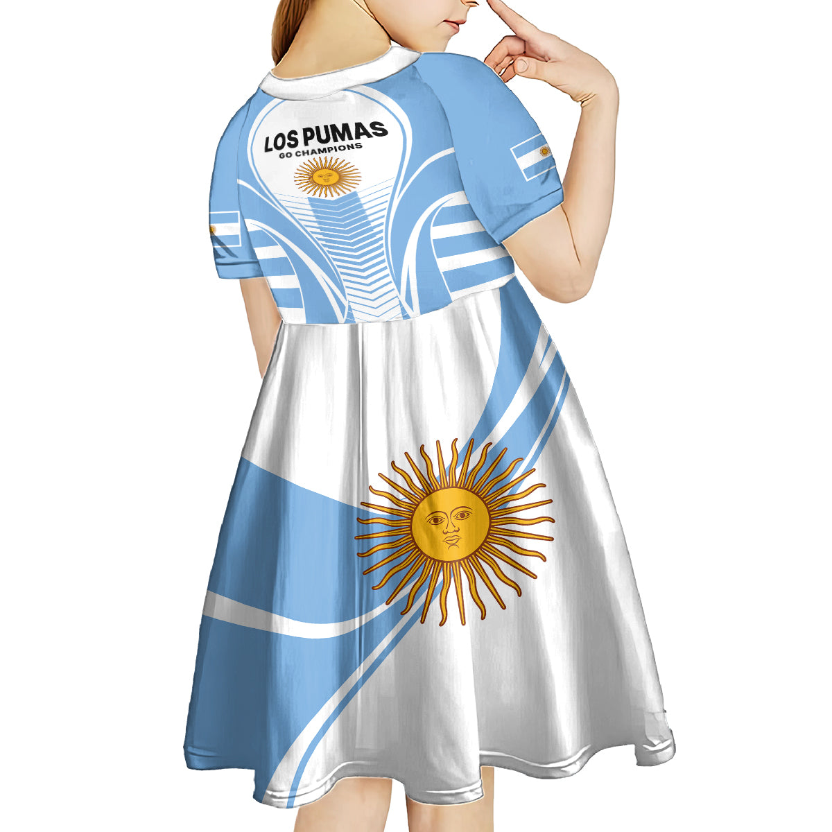 Argentina Rugby Kid Short Sleeve Dress World Cup 2023 Los Pumas Go Champion - Wonder Print Shop