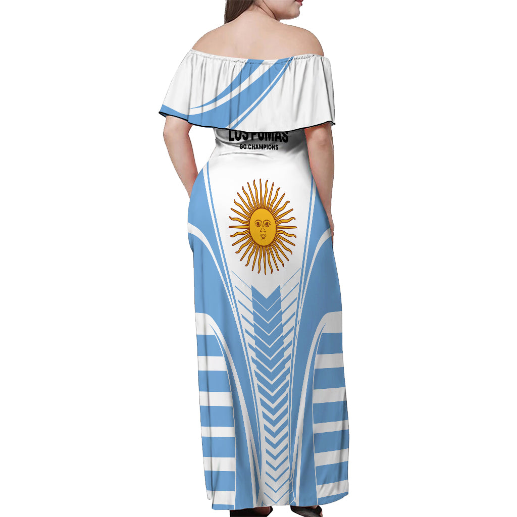 Argentina Rugby Off Shoulder Maxi Dress World Cup 2023 Los Pumas Go Champion - Wonder Print Shop