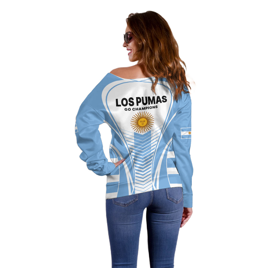 Argentina Rugby Off Shoulder Sweater World Cup 2023 Los Pumas Go Champion - Wonder Print Shop