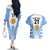 Custom Argentina Rugby Couples Matching Off The Shoulder Long Sleeve Dress and Hawaiian Shirt World Cup 2023 Los Pumas Go Champion LT9 - Wonder Print Shop
