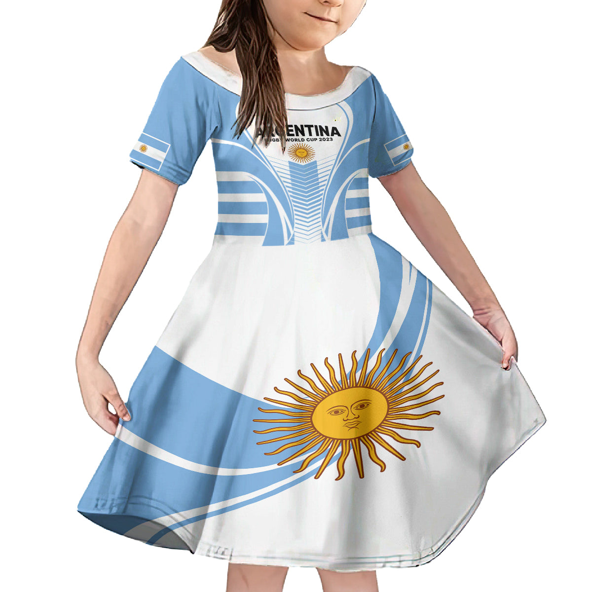 Custom Argentina Rugby Family Matching Long Sleeve Bodycon Dress and Hawaiian Shirt World Cup 2023 Los Pumas Go Champion LT9 - Wonder Print Shop