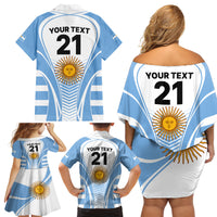 Custom Argentina Rugby Family Matching Off Shoulder Short Dress and Hawaiian Shirt World Cup 2023 Los Pumas Go Champion LT9 - Wonder Print Shop