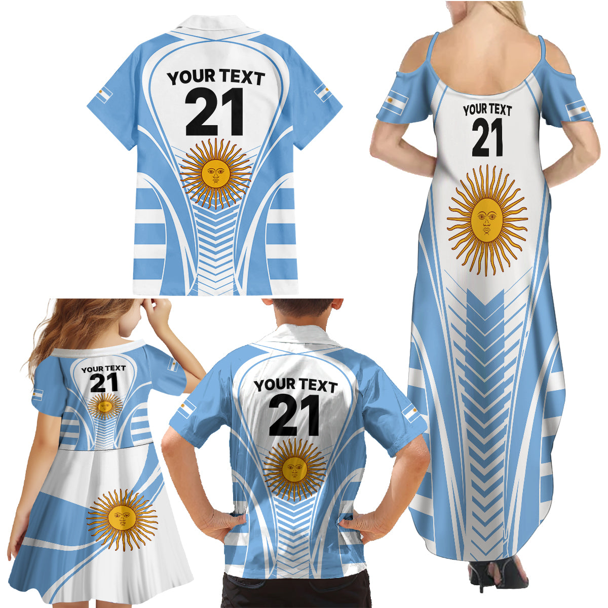 Custom Argentina Rugby Family Matching Summer Maxi Dress and Hawaiian Shirt World Cup 2023 Los Pumas Go Champion - Wonder Print Shop
