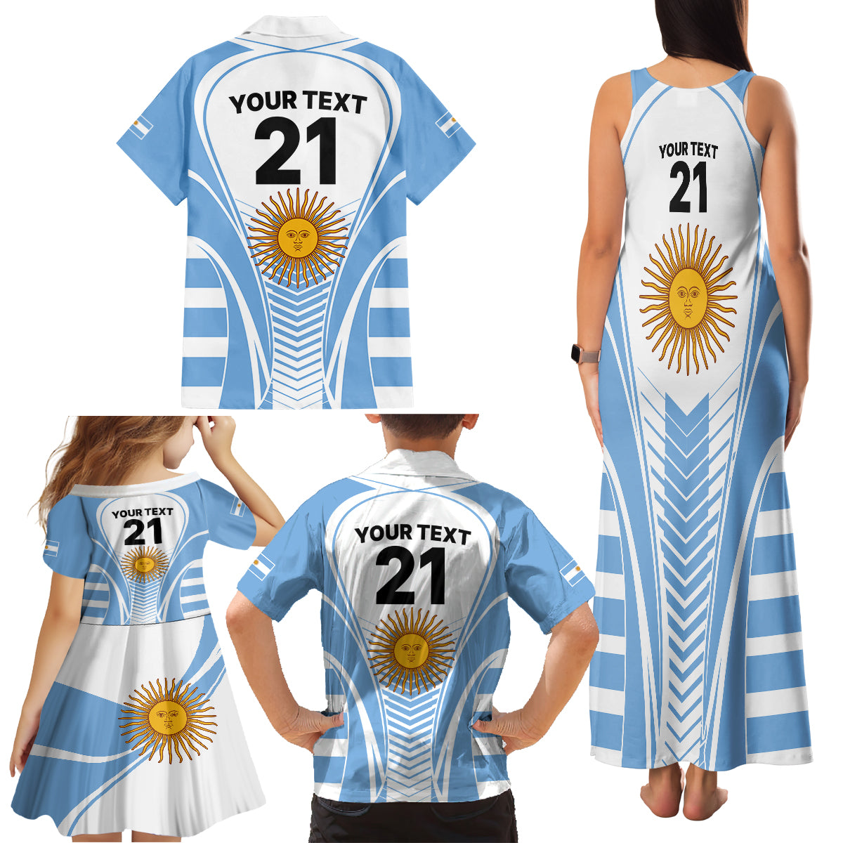 Custom Argentina Rugby Family Matching Tank Maxi Dress and Hawaiian Shirt World Cup 2023 Los Pumas Go Champion - Wonder Print Shop