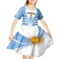 Custom Argentina Rugby Kid Short Sleeve Dress World Cup 2023 Los Pumas Go Champion - Wonder Print Shop
