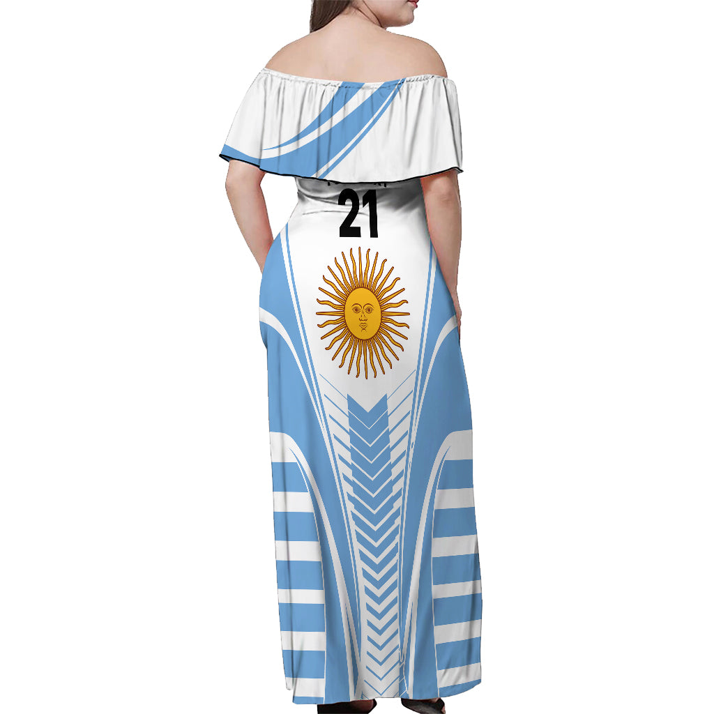 Custom Argentina Rugby Off Shoulder Maxi Dress World Cup 2023 Los Pumas Go Champion - Wonder Print Shop