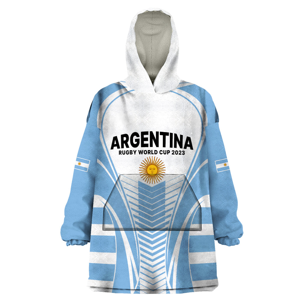 Custom Argentina Rugby Wearable Blanket Hoodie World Cup 2023 Los Pumas Go Champion - Wonder Print Shop