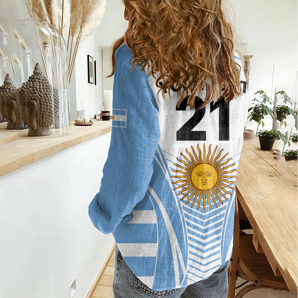 Custom Argentina Rugby Women Casual Shirt World Cup 2023 Los Pumas Go Champion - Wonder Print Shop