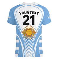 Custom Argentina Rugby Women V Neck T Shirt World Cup 2023 Los Pumas Go Champion - Wonder Print Shop