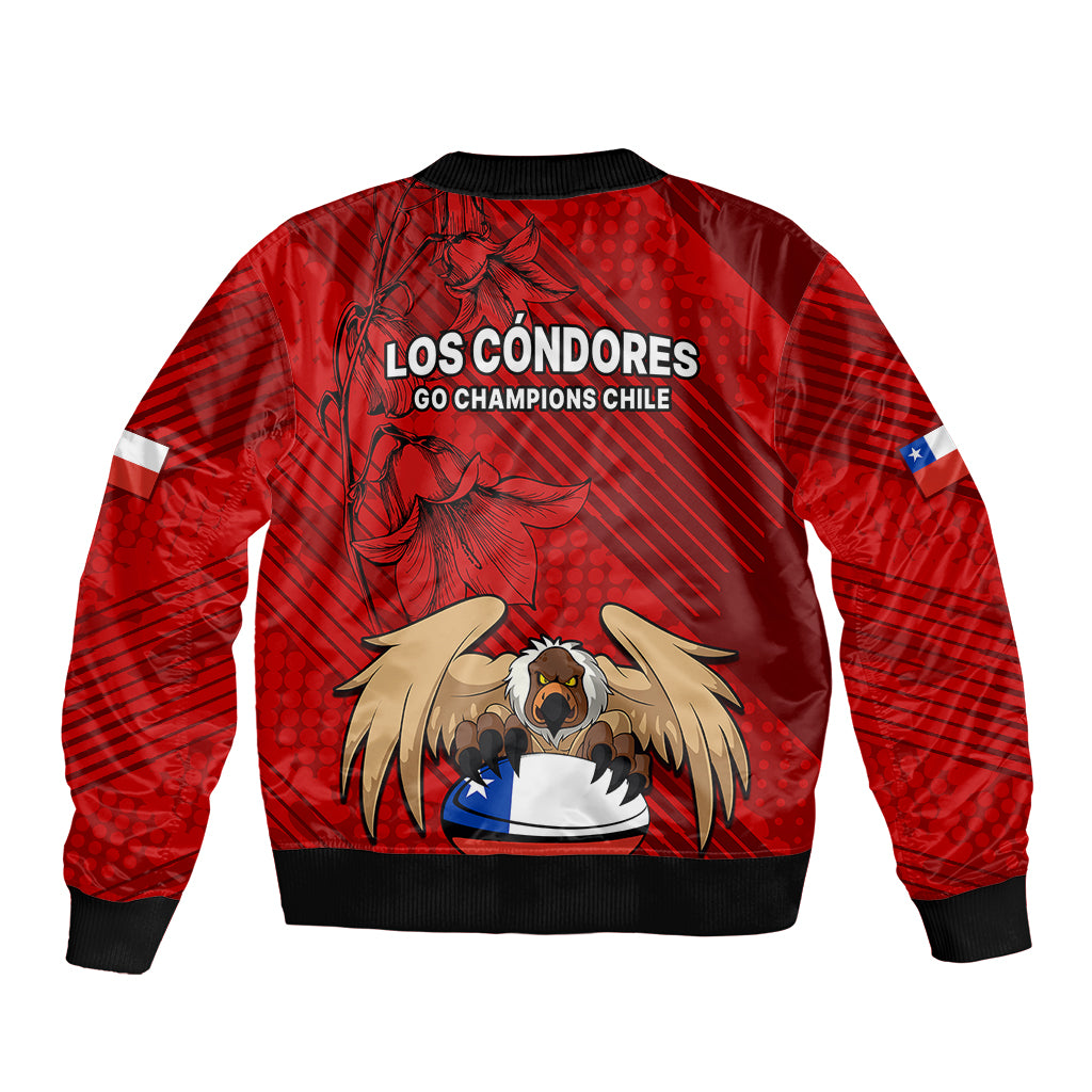 Chile Rugby Bomber Jacket Los Condores Mascot with Bellflower World Cup 2023 LT9 - Wonder Print Shop