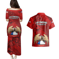 Chile Rugby Couples Matching Puletasi Dress and Hawaiian Shirt Los Condores Mascot with Bellflower World Cup 2023 LT9 - Wonder Print Shop