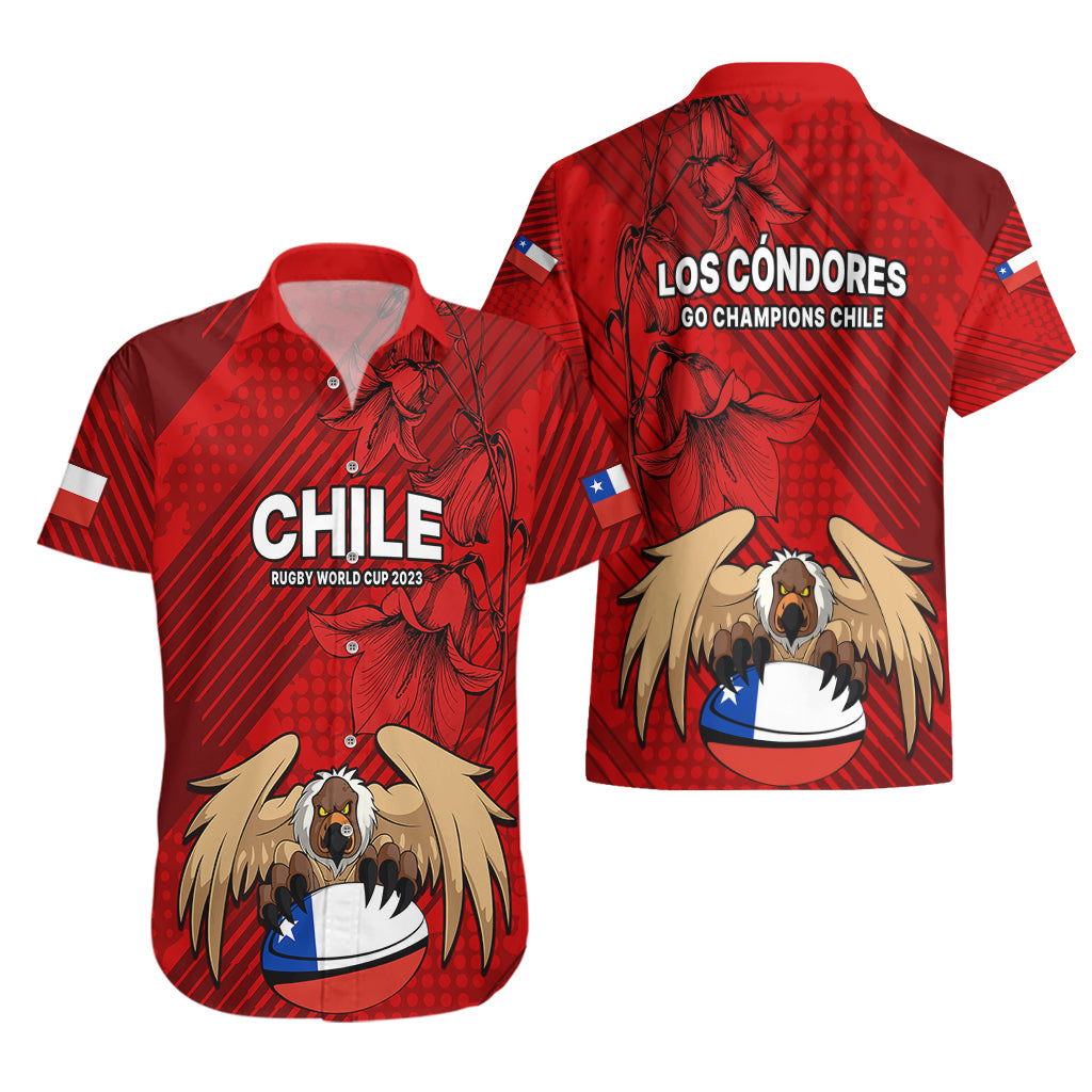 Chile Rugby Hawaiian Shirt Los Condores Mascot with Bellflower World Cup 2023 - Wonder Print Shop