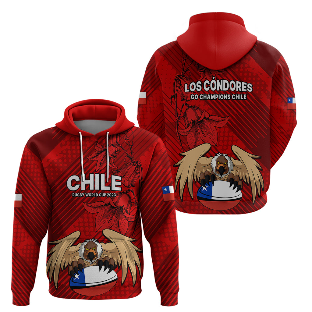 Chile Rugby Hoodie Los Condores Mascot with Bellflower World Cup 2023 - Wonder Print Shop