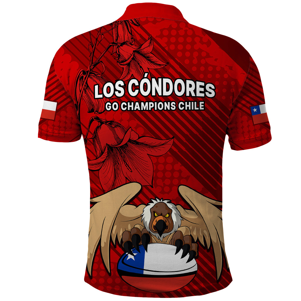 Chile Rugby Polo Shirt Los Condores Mascot with Bellflower World Cup 2023 - Wonder Print Shop