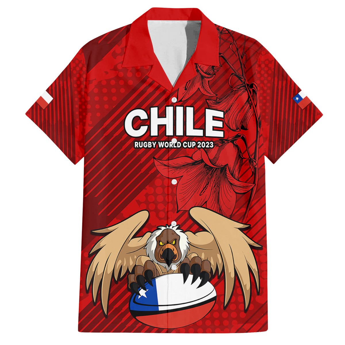 Custom Chile Rugby Family Matching Off Shoulder Short Dress and Hawaiian Shirt Los Condores Mascot with Bellflower World Cup 2023 LT9 - Wonder Print Shop