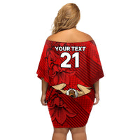 Custom Chile Rugby Family Matching Off Shoulder Short Dress and Hawaiian Shirt Los Condores Mascot with Bellflower World Cup 2023 LT9 - Wonder Print Shop