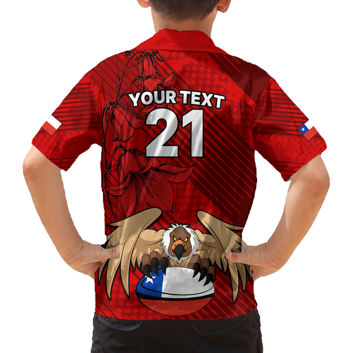 Custom Chile Rugby Family Matching Short Sleeve Bodycon Dress and Hawaiian Shirt Los Condores Mascot with Bellflower World Cup 2023 - Wonder Print Shop