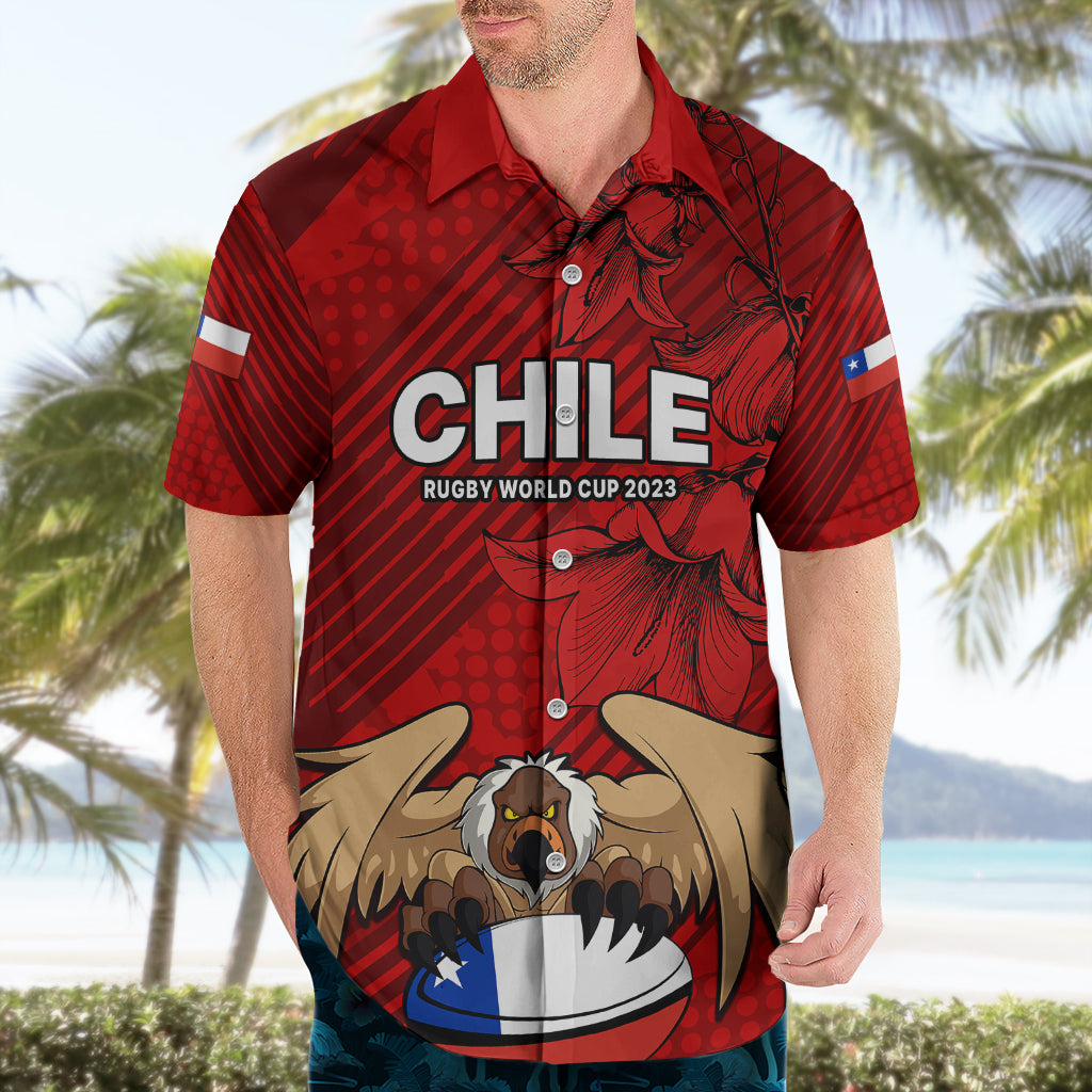 Custom Chile Rugby Hawaiian Shirt Los Condores Mascot with Bellflower World Cup 2023 - Wonder Print Shop