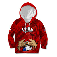 Custom Chile Rugby Kid Hoodie Los Condores Mascot with Bellflower World Cup 2023 - Wonder Print Shop