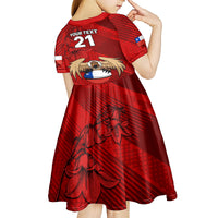 Custom Chile Rugby Kid Short Sleeve Dress Los Condores Mascot with Bellflower World Cup 2023 - Wonder Print Shop