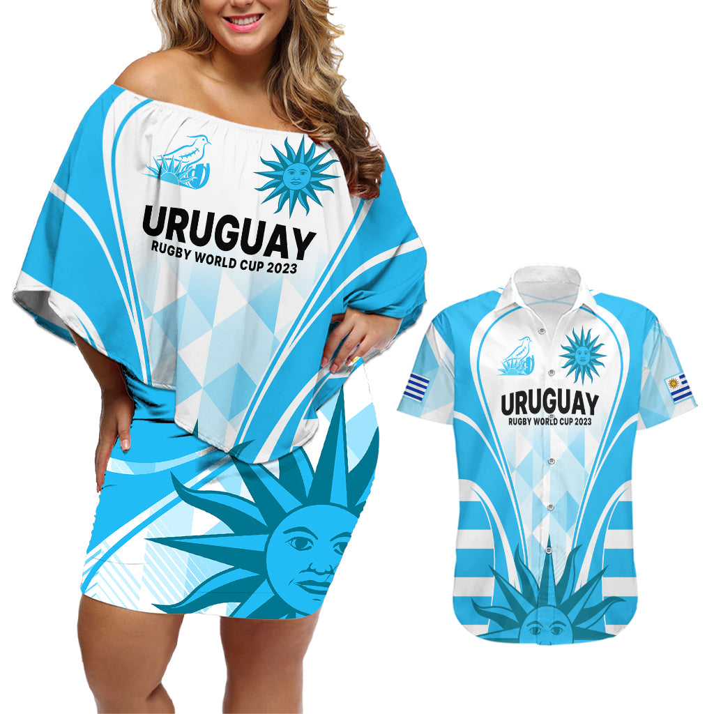uruguay-rugby-couples-matching-off-shoulder-short-dress-and-hawaiian-shirt-world-cup-2023-go-los-teros