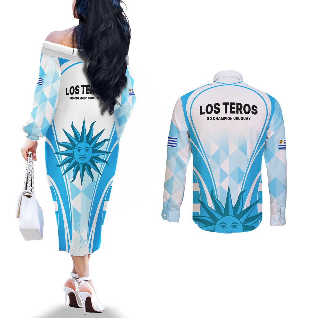 uruguay-rugby-couples-matching-off-the-shoulder-long-sleeve-dress-and-long-sleeve-button-shirts-world-cup-2023-go-los-teros