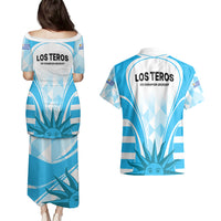 Uruguay Rugby Couples Matching Puletasi Dress and Hawaiian Shirt World Cup 2023 Go Los Teros LT9 - Wonder Print Shop