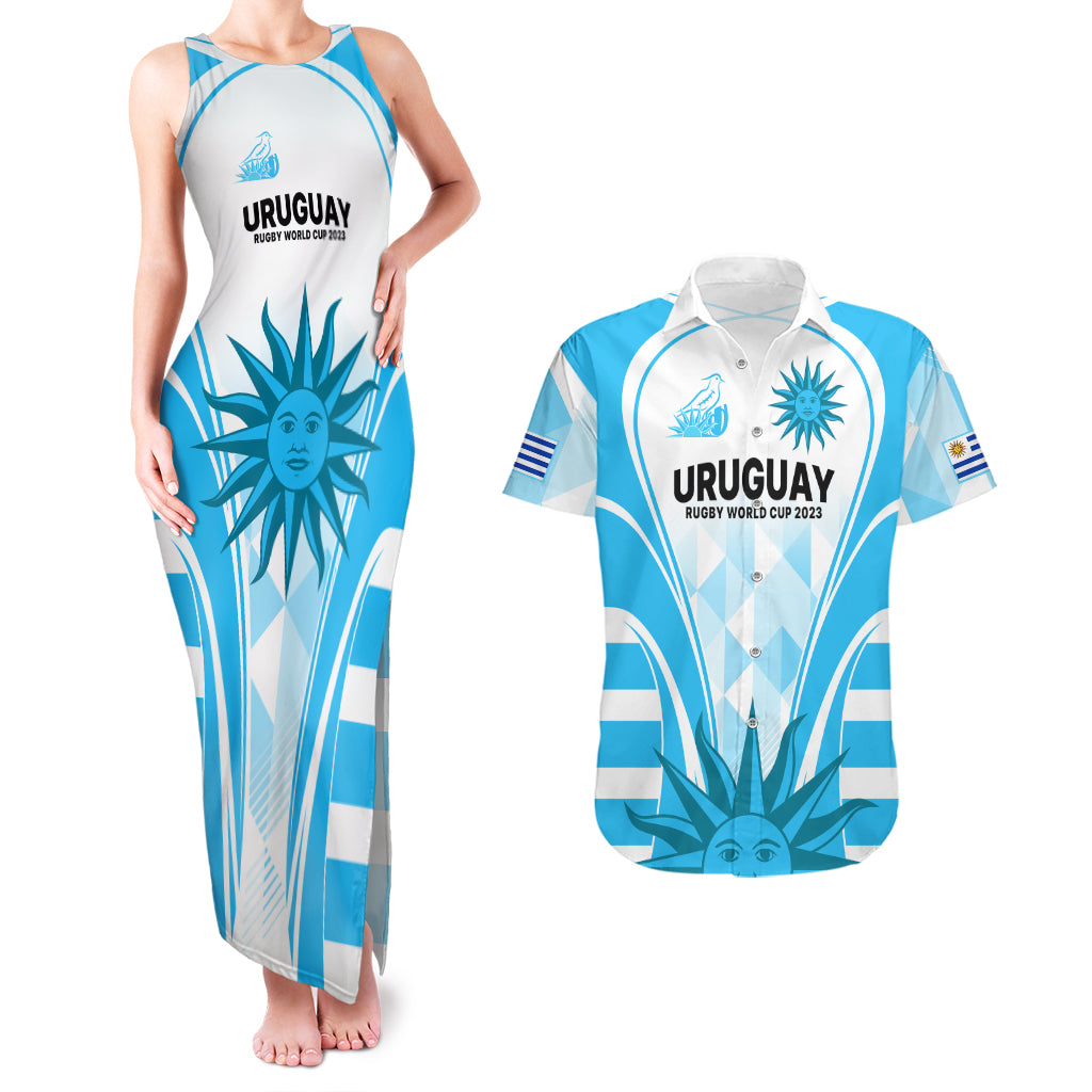 Uruguay Rugby Couples Matching Tank Maxi Dress and Hawaiian Shirt World Cup 2023 Go Los Teros LT9 - Wonder Print Shop