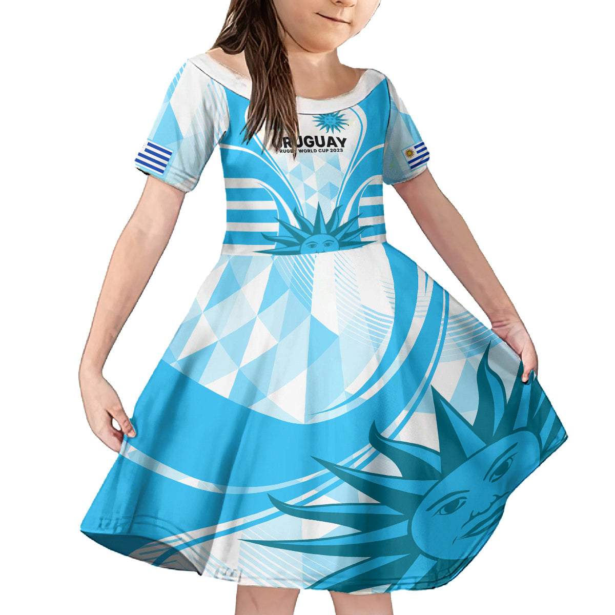 Uruguay Rugby Family Matching Off Shoulder Long Sleeve Dress and Hawaiian Shirt World Cup 2023 Go Los Teros - Wonder Print Shop