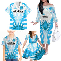 Uruguay Rugby Family Matching Off Shoulder Long Sleeve Dress and Hawaiian Shirt World Cup 2023 Go Los Teros - Wonder Print Shop