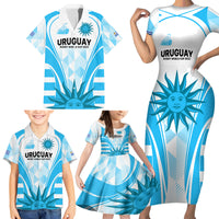 Uruguay Rugby Family Matching Short Sleeve Bodycon Dress and Hawaiian Shirt World Cup 2023 Go Los Teros - Wonder Print Shop