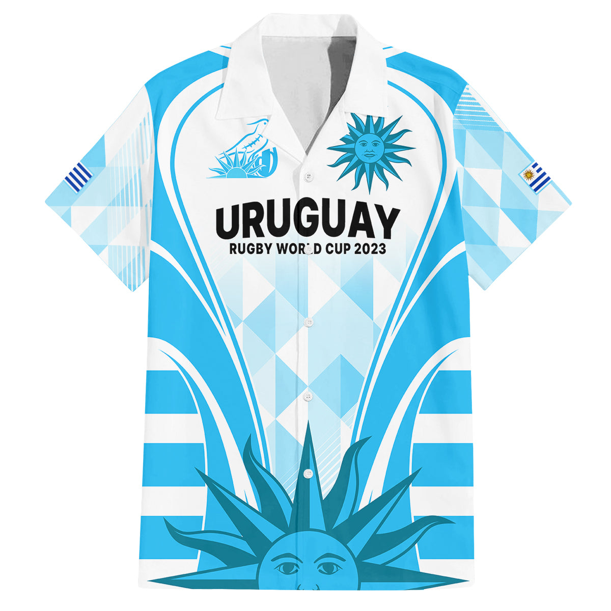 Uruguay Rugby Family Matching Short Sleeve Bodycon Dress and Hawaiian Shirt World Cup 2023 Go Los Teros - Wonder Print Shop