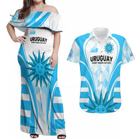 Custom Uruguay Rugby Couples Matching Off Shoulder Maxi Dress and Hawaiian Shirt World Cup 2023 Go Los Teros LT9 - Wonder Print Shop