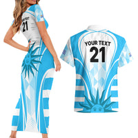 Custom Uruguay Rugby Couples Matching Short Sleeve Bodycon Dress and Hawaiian Shirt World Cup 2023 Go Los Teros LT9 - Wonder Print Shop