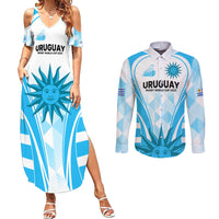 Custom Uruguay Rugby Couples Matching Summer Maxi Dress and Long Sleeve Button Shirts World Cup 2023 Go Los Teros LT9 - Wonder Print Shop