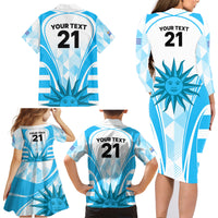 Custom Uruguay Rugby Family Matching Long Sleeve Bodycon Dress and Hawaiian Shirt World Cup 2023 Go Los Teros LT9 - Wonder Print Shop