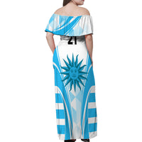 Custom Uruguay Rugby Family Matching Off Shoulder Maxi Dress and Hawaiian Shirt World Cup 2023 Go Los Teros LT9 - Wonder Print Shop