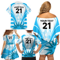 Custom Uruguay Rugby Family Matching Off Shoulder Short Dress and Hawaiian Shirt World Cup 2023 Go Los Teros LT9 - Wonder Print Shop