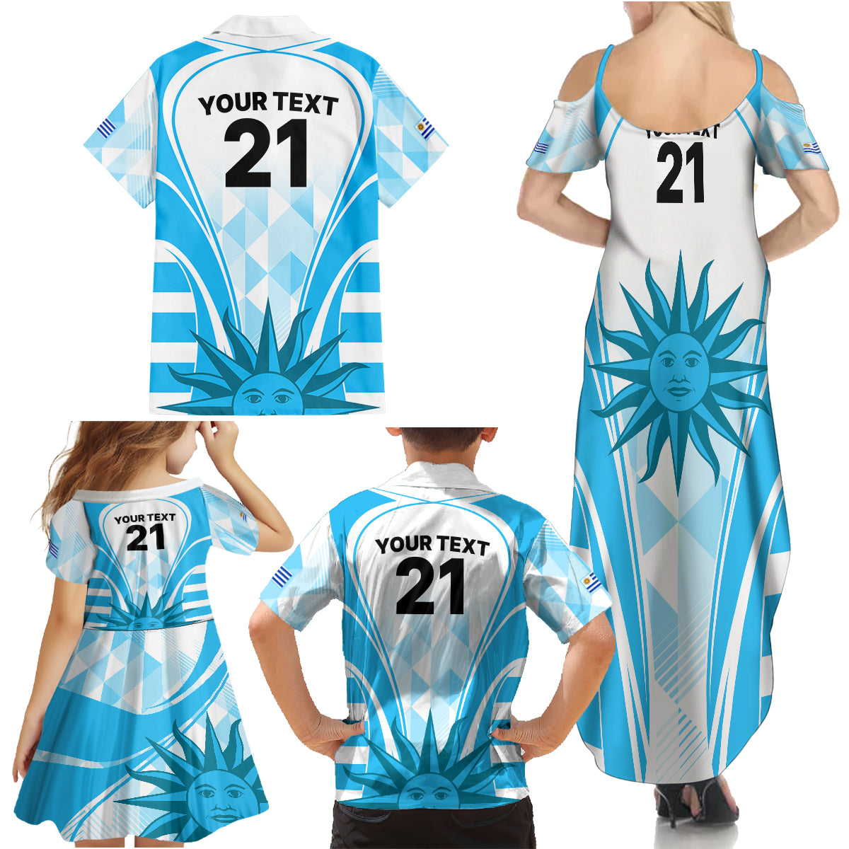 Custom Uruguay Rugby Family Matching Summer Maxi Dress and Hawaiian Shirt World Cup 2023 Go Los Teros - Wonder Print Shop
