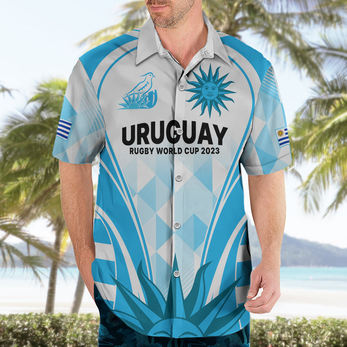 Custom Uruguay Rugby Hawaiian Shirt World Cup 2023 Go Los Teros - Wonder Print Shop