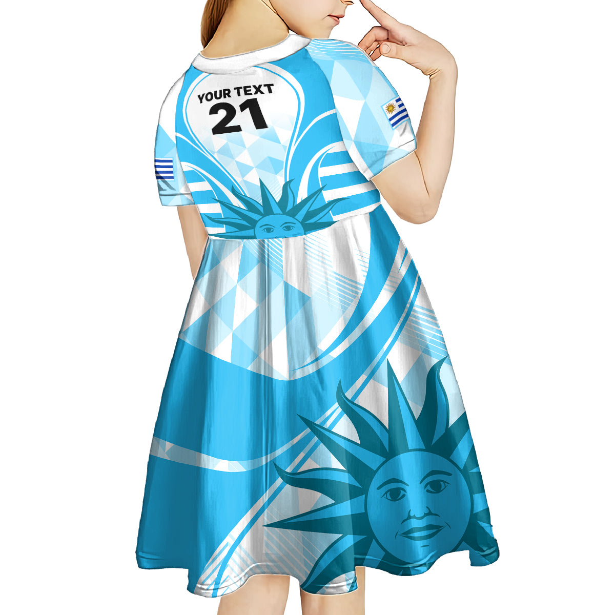 Custom Uruguay Rugby Kid Short Sleeve Dress World Cup 2023 Go Los Teros - Wonder Print Shop
