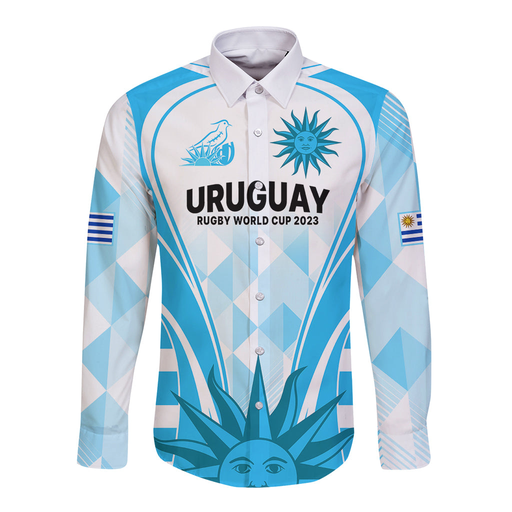 Custom Uruguay Rugby Long Sleeve Button Shirt World Cup 2023 Go Los Teros - Wonder Print Shop