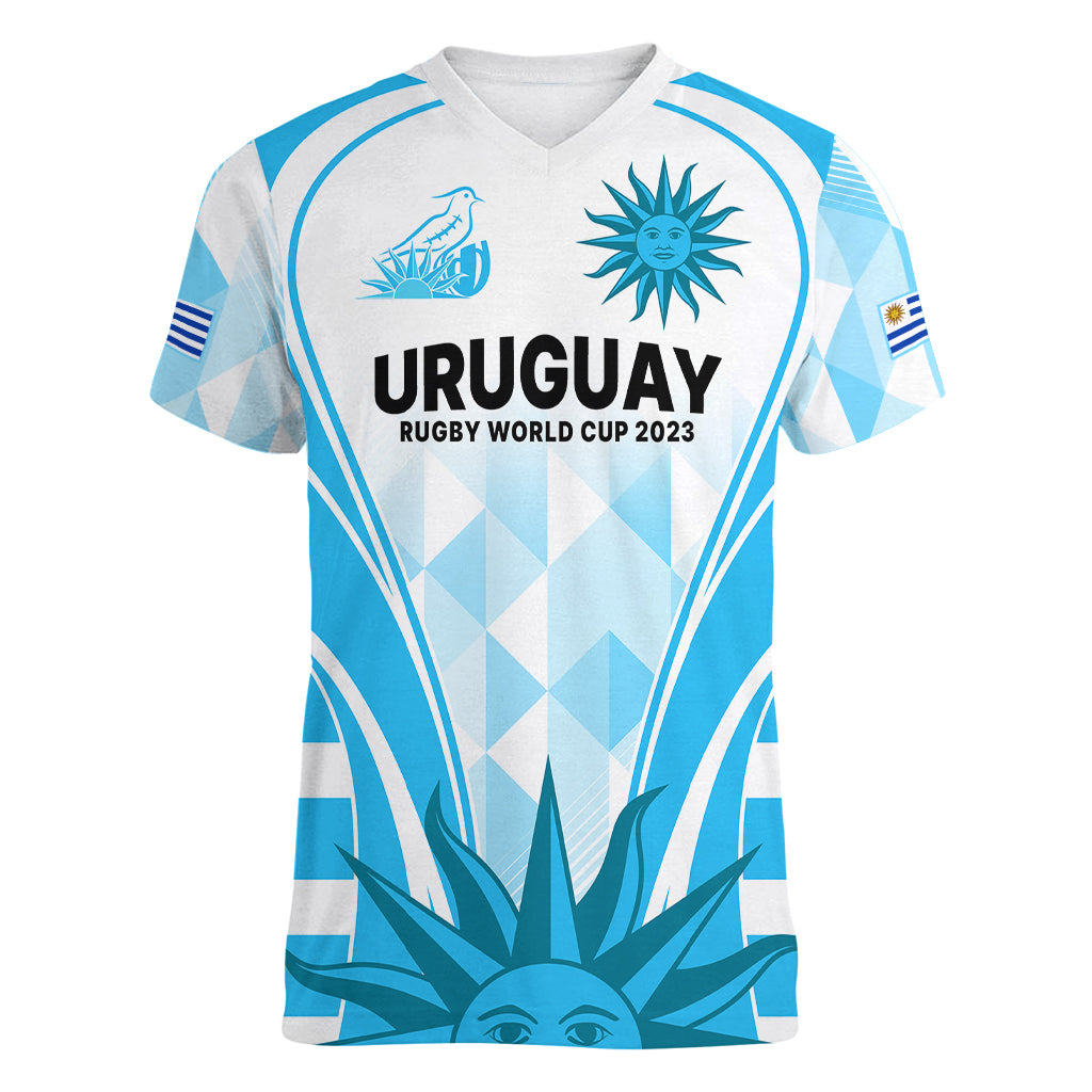 Custom Uruguay Rugby Women V Neck T Shirt World Cup 2023 Go Los Teros - Wonder Print Shop