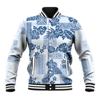 Vintage Hawaii Baseball Jacket Hibiscus Tapa Tribal With Hawaiian Quilt Pattern Blue LT9 - Wonder Print Shop