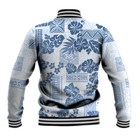 Vintage Hawaii Baseball Jacket Hibiscus Tapa Tribal With Hawaiian Quilt Pattern Blue LT9 - Wonder Print Shop