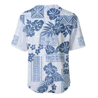 Vintage Hawaii Baseball Jersey Hibiscus Tapa Tribal With Hawaiian Quilt Pattern Blue LT9 - Wonder Print Shop