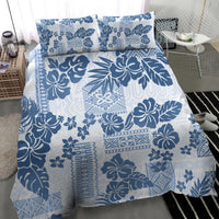 Vintage Hawaii Bedding Set Hibiscus Tapa Tribal With Hawaiian Quilt Pattern Blue LT9 - Wonder Print Shop