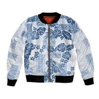 Vintage Hawaii Bomber Jacket Hibiscus Tapa Tribal With Hawaiian Quilt Pattern Blue LT9 - Wonder Print Shop