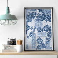 Vintage Hawaii Canvas Wall Art Hibiscus Tapa Tribal With Hawaiian Quilt Pattern Blue LT9 - Wonder Print Shop