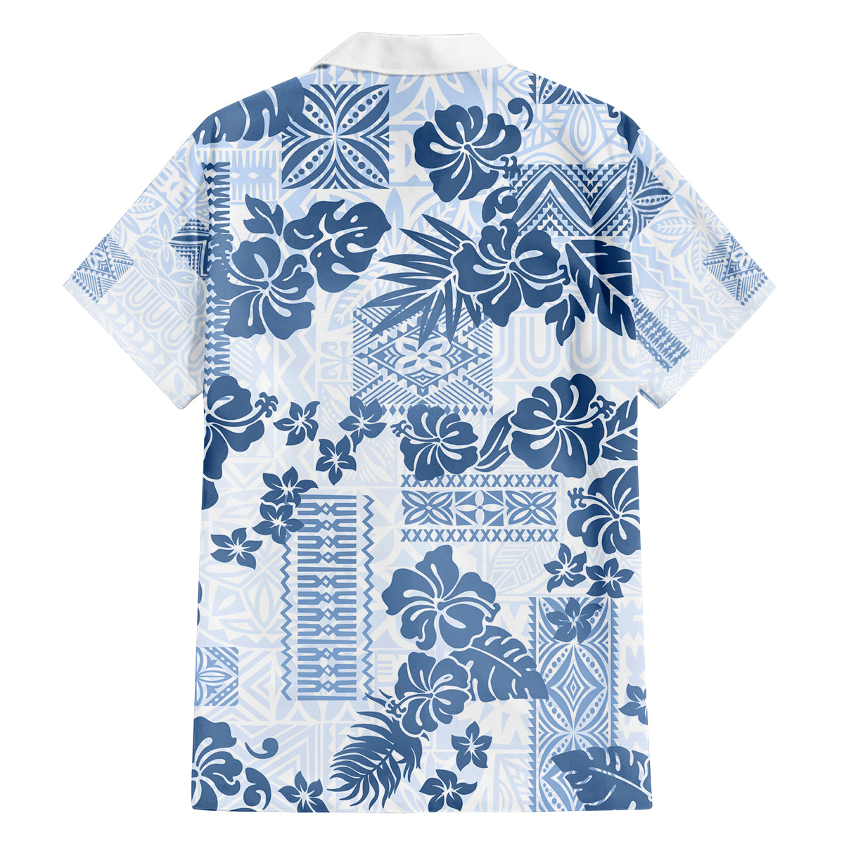 Vintage Hawaii Family Matching Puletasi Dress and Hawaiian Shirt Hibiscus Tapa Tribal With Hawaiian Quilt Pattern Blue - Wonder Print Shop
